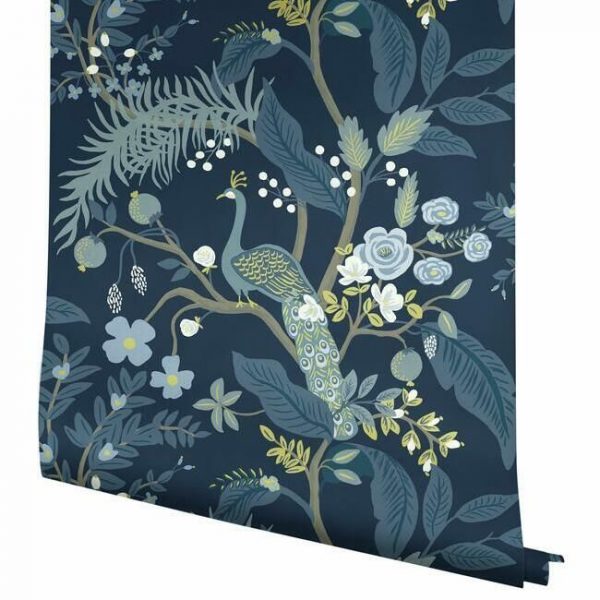 Papel pintado estilo aves en tonos azules Peacock RI5172 - Imagen 5