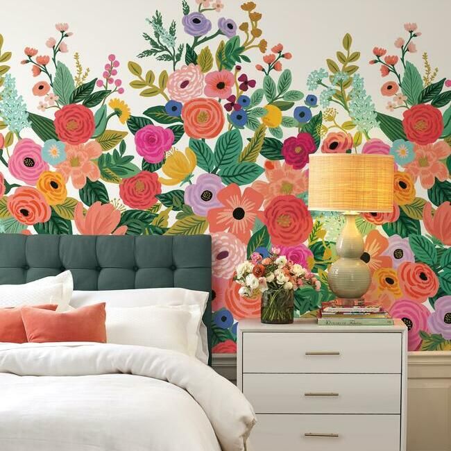 Mural de papel pintado flores multicolor