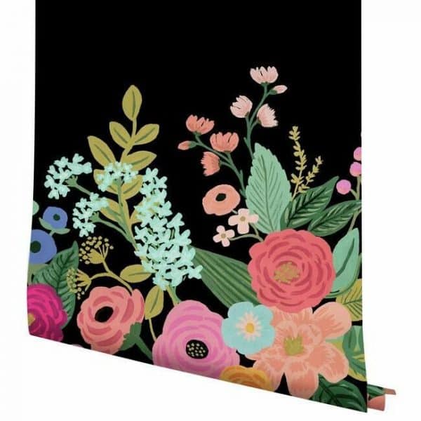 Mural de papel pintado estilo estampado floral multicolor sobre fondo negro Garden Party RI5192M - Imagen 3
