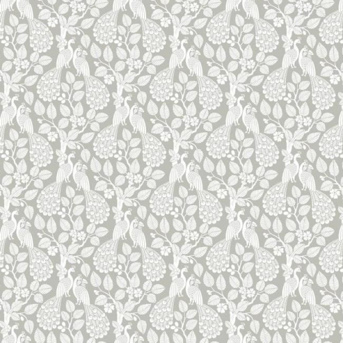 Papel pintado de estilo aves color blanco sobre fondo gris Plumage SP1401