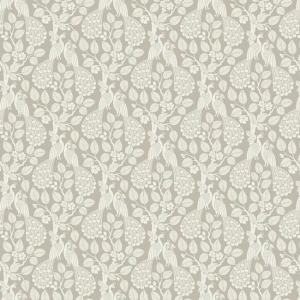 Papel pintado de estilo aves color blanco sobre fondo beige Plumage SP1402