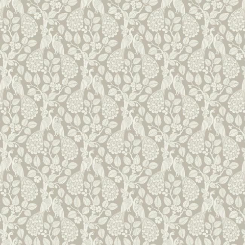 Papel pintado de estilo aves color blanco sobre fondo beige Plumage SP1402