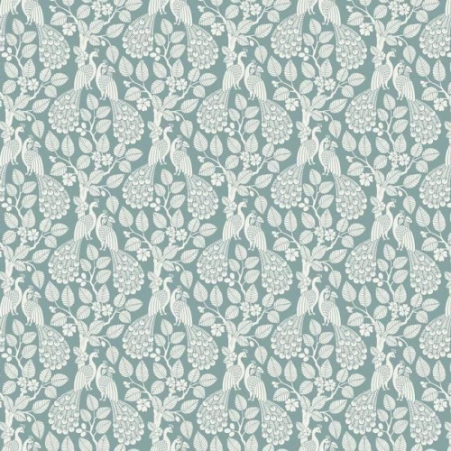 Papel pintado de estilo aves color blanco sobre fondo azul claro Plumage SP1403
