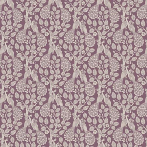 Papel pintado de estilo aves color blanco sobre fondo granate Plumage SP1405