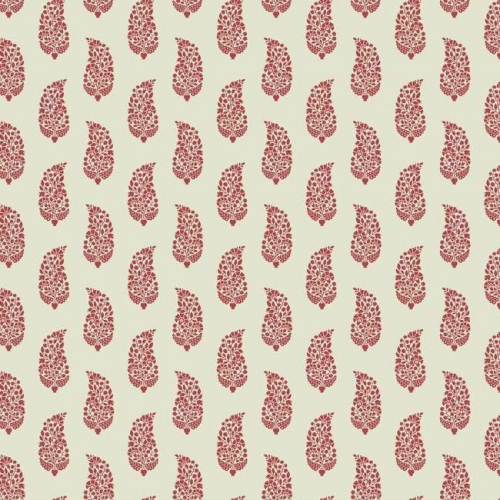 Papel pintado de estilo dibujo pequeño en rojo sobre fondo crema Boteh Paisley SP1418