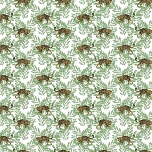 Papel pintado de estilo animales en tonos verdes sobre fondo blanco On The Prowl SP1450