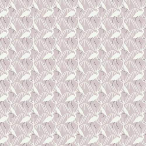 Papel pintado de estilo aves en color blanco sobre fondo púrpura claro Evening Egret SP1459