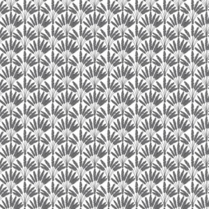 Papel pintado de estilo dibujo pequeño de ramilletes de flores en color gris sobre fondo blanco Frond Fan SP1505