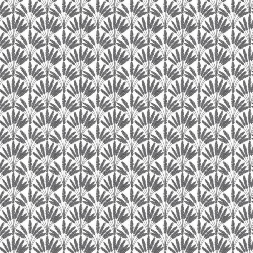 Papel pintado de estilo dibujo pequeño de ramilletes de flores en color gris sobre fondo blanco Frond Fan SP1505