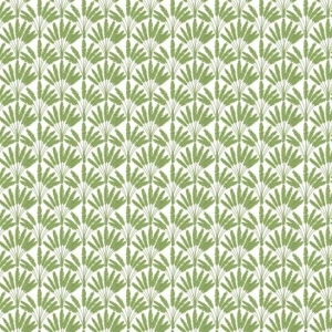 Papel pintado de estilo dibujo pequeño de ramilletes de flores en color verde sobre fondo blanco Frond Fan SP1506