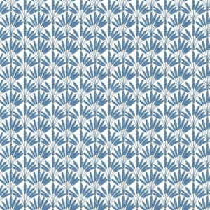 Papel pintado de estilo dibujo pequeño de ramilletes de flores en color azul sobre fondo blanco Frond Fan SP1507