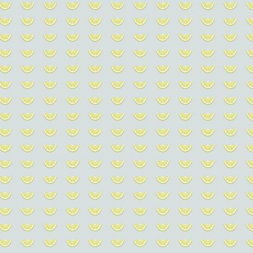 Papel pintado de estilo frutas con dibujos de rodajas de limón en color amarillo sobre fondo azul claro Citrus Party SP1513