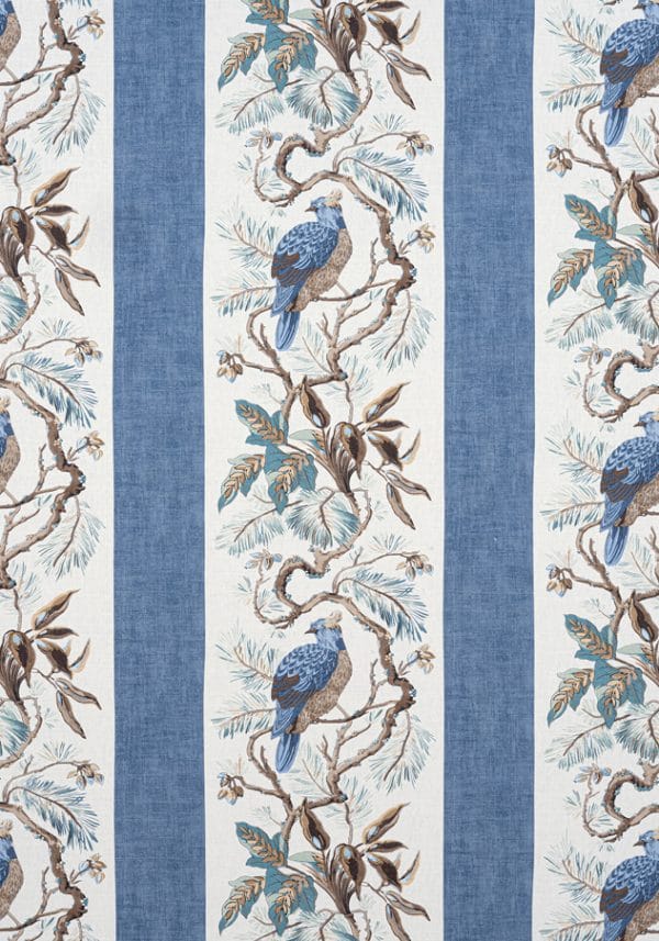 Tela de estilo aves en color azul Williamson F910861
