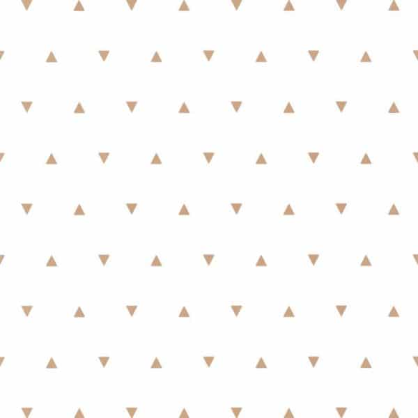 Papel pintado estilo infantil con pequeños triángulos en color beige sobre fondo blanco Bermuda Triangle 101991111