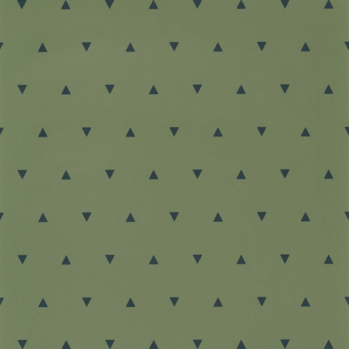 Papel pintado estilo infantil con pequeños triángulos en color verde oscuro sobre un fondo verde más claro Bermuda Triangle 101997400