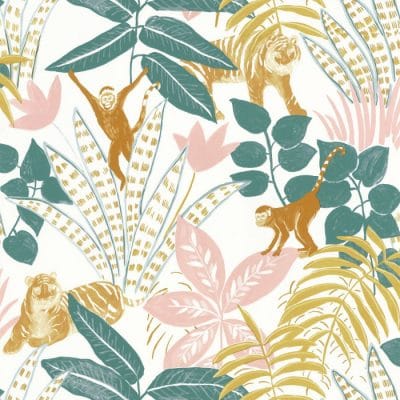 Papel pintado estilo selva multicolor Aventure 102317244