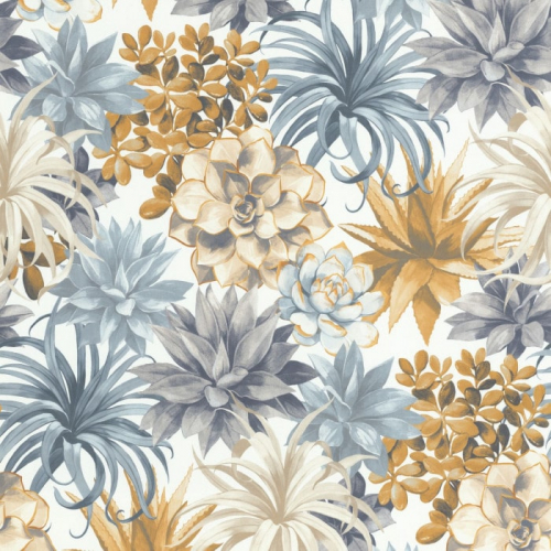 Papel pintado estilo floral estampado en tonos grises Echeveria 85911389