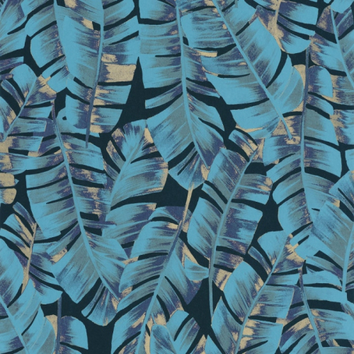 Papel pintado estilo tropical en color azul turquesa Folium 85946192