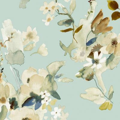 Papel pintado estilo floral estampado en color verde Alouette IV AT50104