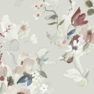 Papel pintado estilo floral estampado en color gris claro Alouette IV AT50118
