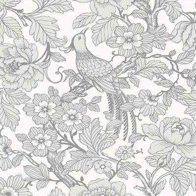 Papel pintado estilo aves en color gris claro Beaufort EC80408