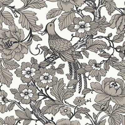 Papel pintado estilo aves en color negro y beige Beaufort EC80410