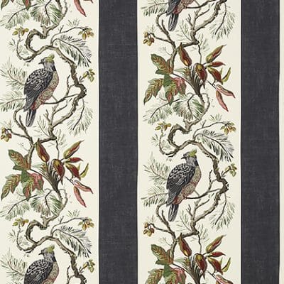 Papel pintado de estilo aves en color negro y verde Williamson T10858