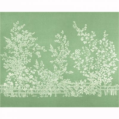 Mural de papel pintado de estilo floral estampado en color verde Villa Garden Mural TM10855