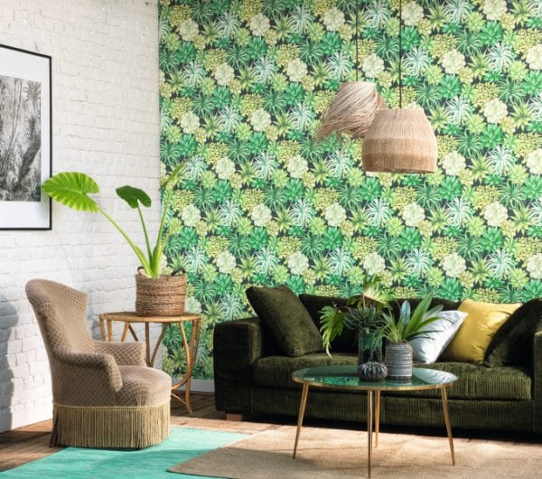 Papel pintado estilo floral estampado en tonos grises Echeveria 85911389 - Imagen 6
