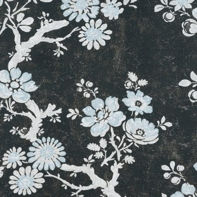 Tela de estilo floral estampado en color negro Claudette F910814