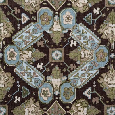 Tela de estilo estampado varios en tonos verde y azul Persian Carpet F910826