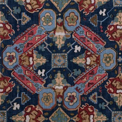 Tela de estilo estampado varios en tonos de color azul y rojo Persian Carpet F910829