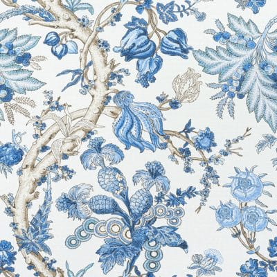Tela de estilo floral estampado en tonos de color azul Chatelain F910846