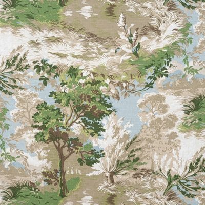 Tela de estilo escenas en tonos de color verde Lincoln Toile F910866