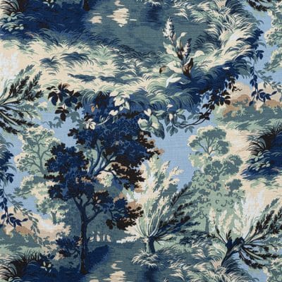 Tela de estilo escenas en tonos de color azul y verde Lincoln Toile F910867