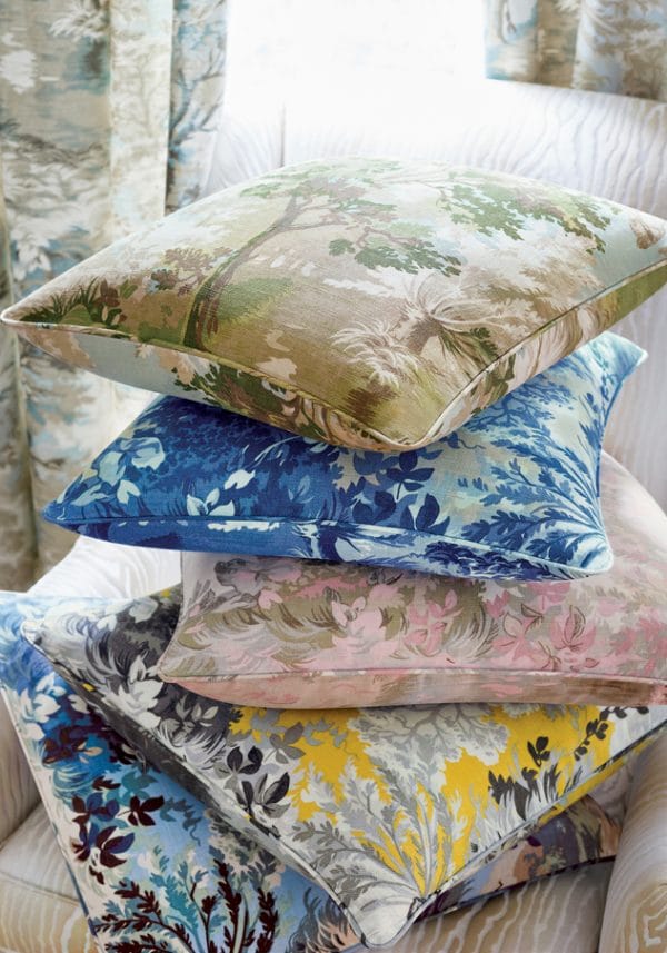 Tela de estilo escenas en tonos de color azul y gris Lincoln Toile F910869 - Imagen 3