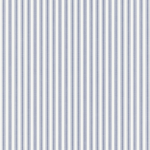 Papel pintado de estilo rayas en color azul sobre fondo blanco Aspö Stripe 8870