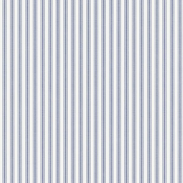 Papel pintado de estilo rayas en color azul sobre fondo blanco Aspö Stripe 8870