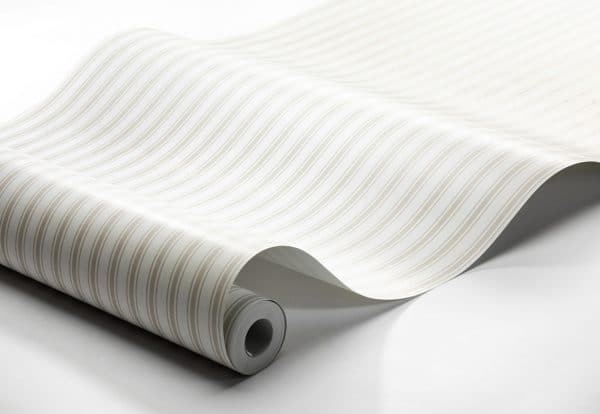 Papel pintado de estilo rayas en color beige sobre fondo blanco Aspö Stripe 8873 - Imagen 3