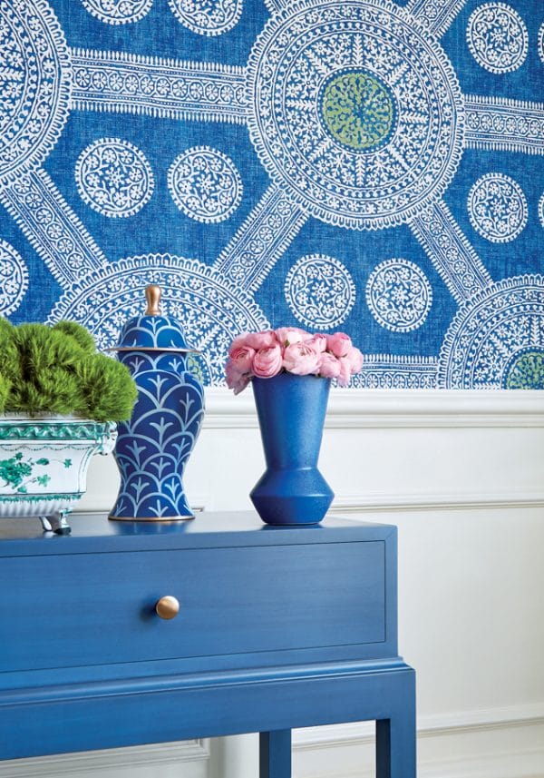 Papel pintado de medallones en color azul Stonington T10636 - Imagen 4