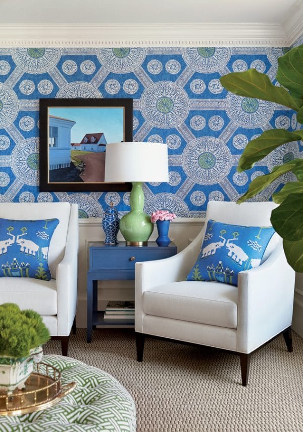 Papel pintado de medallones en color azul Stonington T10636 - Imagen 3