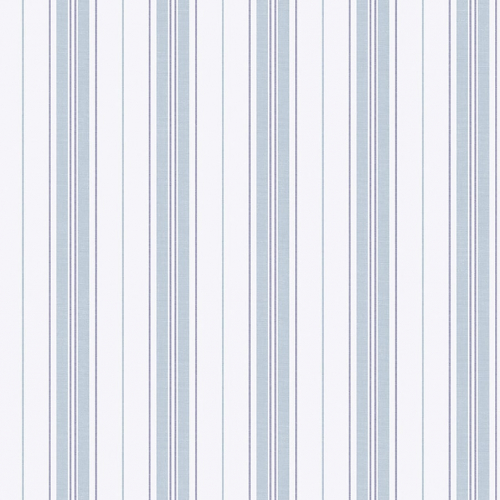 Papel pintado de estilo rayas en color azul claro sobre fondo blanco Hamnskär Stripe 8875