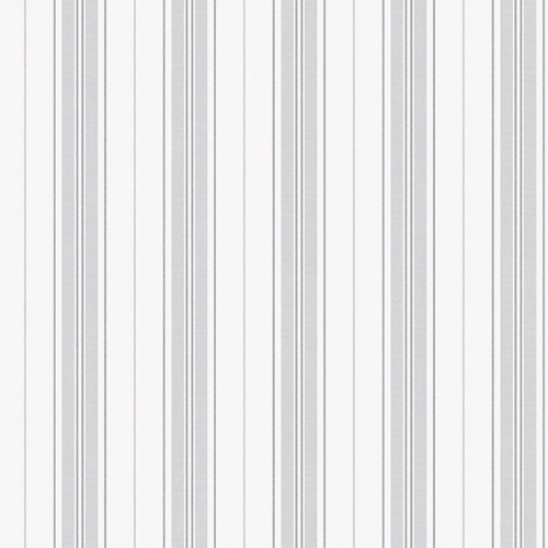 Papel pintado de estilo rayas en color gris sobre fondo blanco Hamnskär Stripe 8876