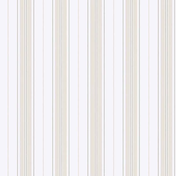 Papel pintado de estilo rayas en color beige sobre fondo blanco Hamnskär Stripe 8877