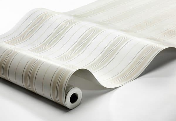 Papel pintado de estilo rayas en color beige sobre fondo blanco Hamnskär Stripe 8877 - Imagen 3