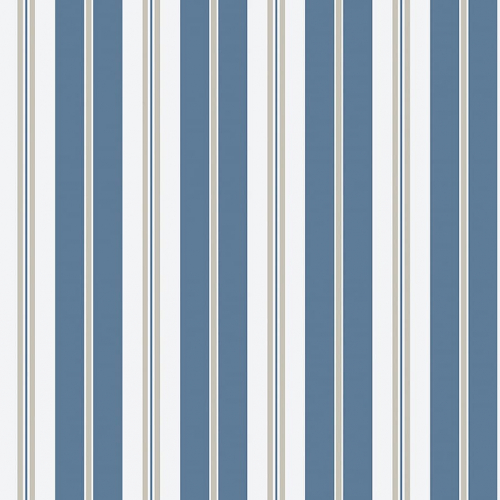 Papel pintado de estilo rayas en azul, beige y blanco Sandhamn Stripe 8885