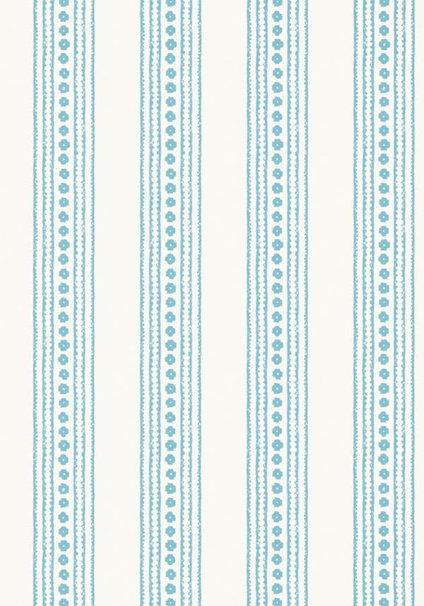 Papel pintado de estilo rayas en color azul turquesa New Haven Stripe T10609