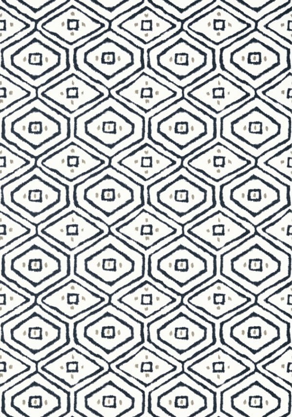 Papel pintado de dibujo geométrico y rombos en color negro Pass-a-Grille T10613