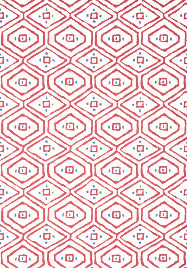 Papel pintado de dibujo geométrico y rombos en color rojo Pass-a-Grille T10614