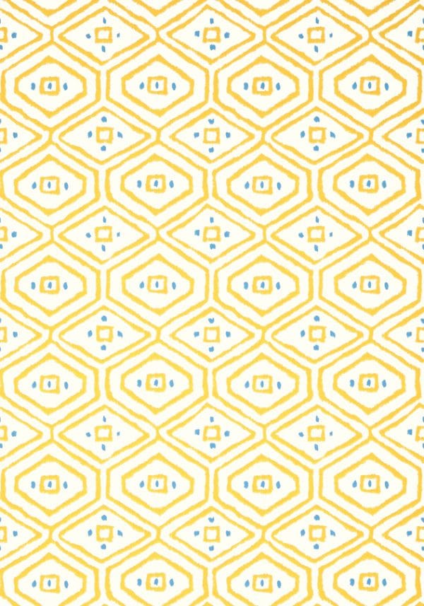 Papel pintado de dibujo geométrico y rombos en color amarillo Pass-a-Grille T10615